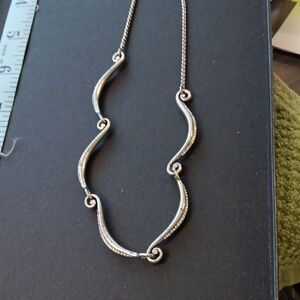 Vintage Brighton Silver Crystal Wave Necklace